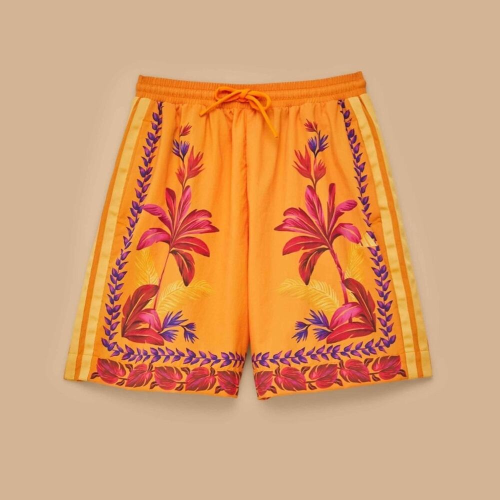 FARM Rio Orange Floral Print Drawstring Shorts